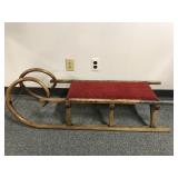 Vintage Wooden Snow Sled Or Toboggan