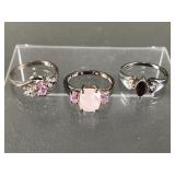 Sterling Silver Rose Quartz Ladies Rings Size 8 &