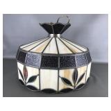 Vintage Stained & Slag Glass Hanging Ceiling Lamp