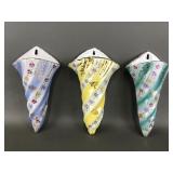 Twisted Cornucopia Porcelain Wall Pockets