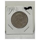 1949d Franklin Half Dollar 90% Silver