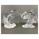 Vtg Lenox Crystal Frosted Dolphin Figurines