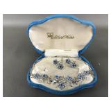 Vtg Albert Weiss Blue Rhinestone Costume Set
