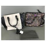 Coach Purple Leopard Print Purse, Black & Tan/