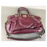 Burgundy Coach Purse With Gold-toned Accents