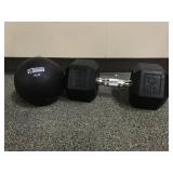 50lb Dumbell Weight & Weighted Ball
