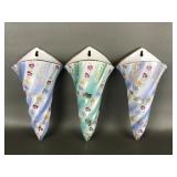 Vintage Twisted Cornucopia Porcelain Wall Pockets