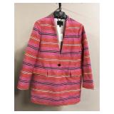 Banana Republic Stripe Collarless Coat Jacket Sz L