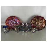 Fenton? Butterfly & Berry Blue Carnival Glass