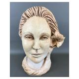 Handmade Ceramic Woman W Flower Bust Sculpture