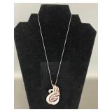 Sterling Silver Vibrant Swan Pendant Necklace