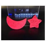 Glowing Crecent Moon & Star Ruby Corundum Carving