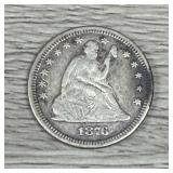 1876 Seated Liberty Silver Quarter 25c