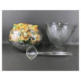 Vintage Pressed Glass Punch Bowl, Glasses & More