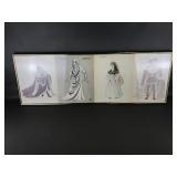 Framed Vintage Costume Design Sketches