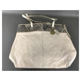 Coach Tote- Cream With Snake Skin Pattern Trim