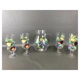 Hand-painted Glass Pitcher And Glasses