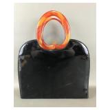 Vintage Empress Purse- Black Vinyl With Amber