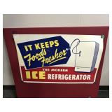 1947 G.m. Wessells Co Refrigerator Cardboard Sign