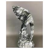 Hand-carved Marbled Crystal Lizard Stone Figurine