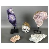 Amethyst Crystal Geode On Display Stand & More