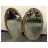Vintage Hollywood Regency Style Oval Wall Mirrors