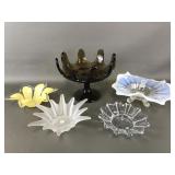 Vtg Murano Glass Flower, Northwood Klondyke Bowl