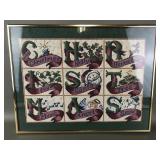 Vintage Framed Christmas Needlepoint Sampler