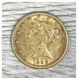 1898-s Five Dollar ($5) Half Eagle 90% Gold Coin