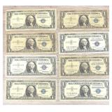 Lot Of (8) $1 Dollar Silver Certificates