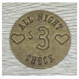 Vintage Brass Brothel Token Jackson, Ca