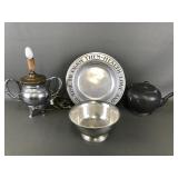 Vintage Metal Sugar Bowl Lamp, Columbian Teapot,