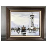 Vintage Parisian Street Scene Oil Paintings By
