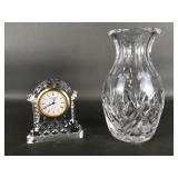 Crystal Waterford Carriage Clock & Mini Bud Vase