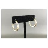 14k Gold Two Toned Hoop Earrings