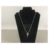 Sterling Silver Marcasite Cross Pendant Necklace