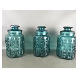 Vintage Teal L.e. Smith? Apothecary Jars