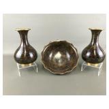 Vintage Chinese Cloisonnï¿½ Bowl And Vases