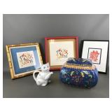Red Chinese Paper Cutting Art Piece, Cat Creamer