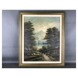 Vintage Landscape Framed Oil Painting
