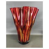 Hand Blown Art Glass Ruffle Handkerchief Vase