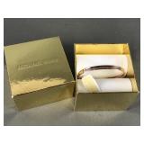 Signed Michael Kors Gold Tone Cuff Bracelet In Box