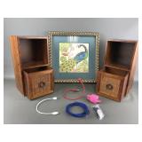 J Brinley Peacock Framed Print & Mini Storage