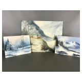 Original Winter Landscape Paintings On Board By