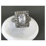 Vintage Sterling Silver Double Halo Ring