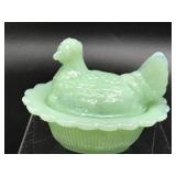 Mini Jadeite Hen On Nest