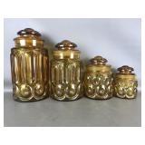 Vtg L.e. Smith? Amber Moon & Stars Canisters