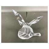 Swarovski Crystal Butterfly On Frosted Glass Leaf