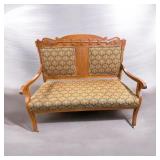 Antique Wooden Settee Or Loveseat