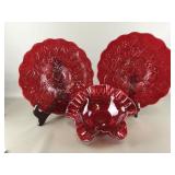 Good Luck Cranberry Glass Plates & More